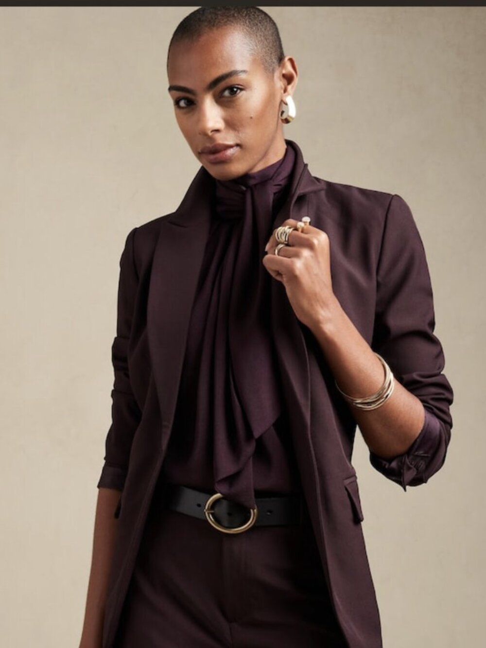 NWT Banana Republic 2-Pc Suit Set Midnight Lily Sculpted Blazer & Blouse